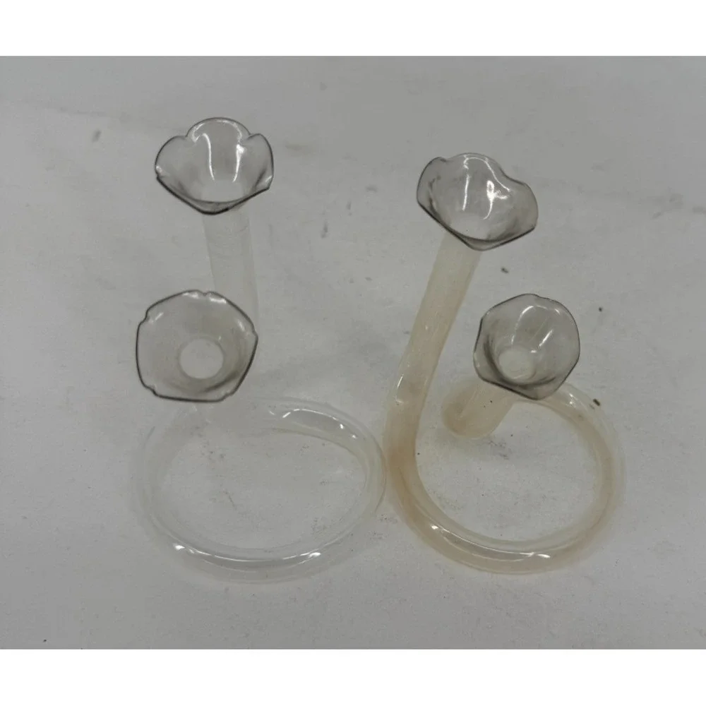 Lot of 2 Vintage Glass Propagation Single & Double Twisted Tube Floral Bud Vases